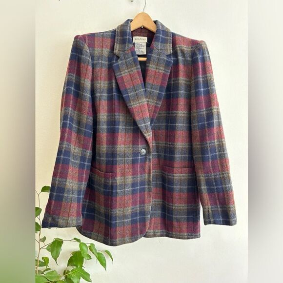 Timeless Vintage Wool-Blend Plaid Blazer - Picture 1 of 5